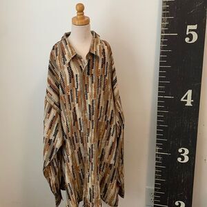 Vintage Bagazio Men’s 2X Shirt Geometric Abstract Striped Retro Button Up Earthy